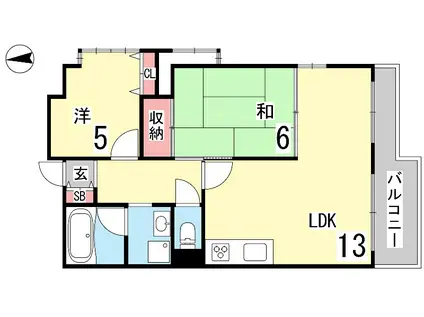 プリメーラリヨン(2LDK/1階)の間取り写真
