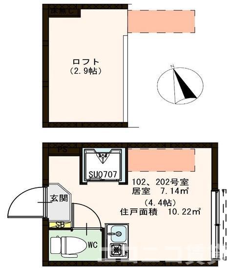 エヴィメリア永福(ワンルーム/2階)の間取り写真