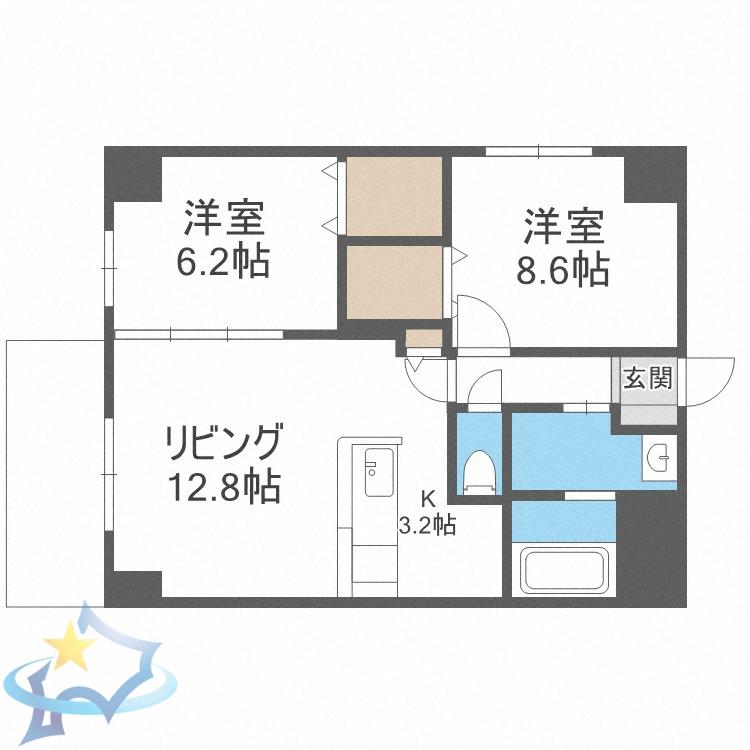 MODENA近代美術館(2LDK/5階)の間取り写真