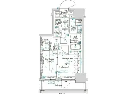 ARKMARK四谷左門町(2K/4階)の間取り写真