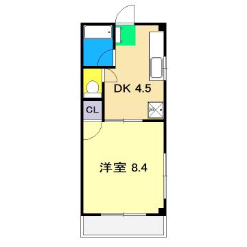 リブハイツ(1DK/2階)の間取り写真