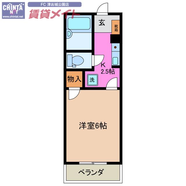 ビューハイツ桜田(1K/4階)の間取り写真