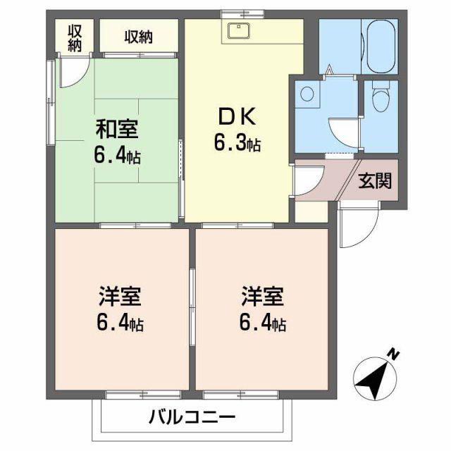 フレグランス真木 B棟(3DK/2階)の間取り写真