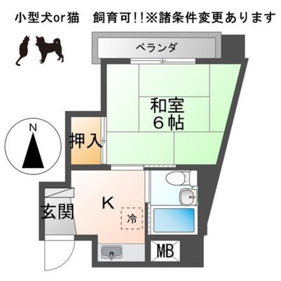 川辺451(1K/4階)の間取り写真