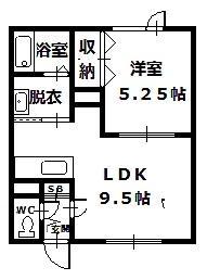 ブルータウンII(1LDK/1階)の間取り写真