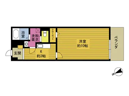 キャッスルハイツ(1K/3階)の間取り写真