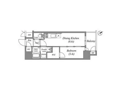 エステムコート名古屋新栄IVネスト(1DK/2階)の間取り写真