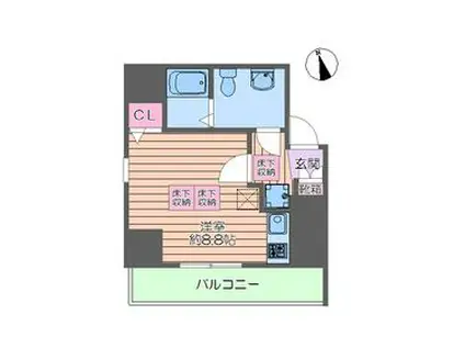 ルネスアヴニール(ワンルーム/7階)の間取り写真