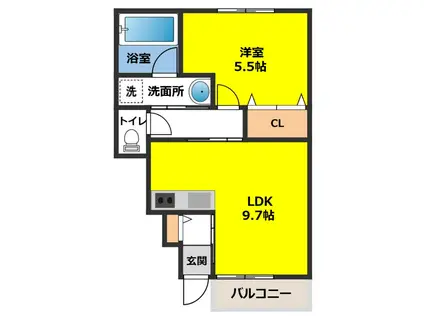 ESTEES(1LDK/1階)の間取り写真