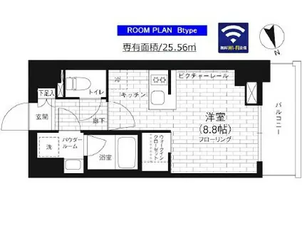 ステージファースト亀戸(ワンルーム/12階)の間取り写真