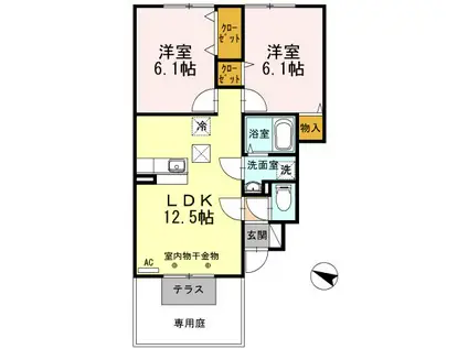 フォーレンおいらせA(2LDK/1階)の間取り写真