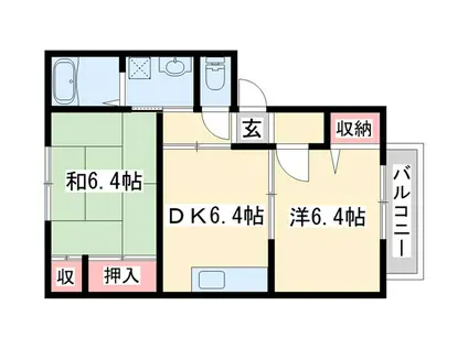 コンフォレスト(2DK/1階)の間取り写真