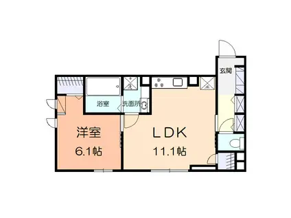 ライラック湘南II(1LDK/1階)の間取り写真