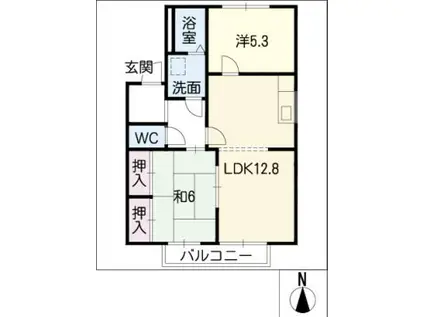 ボヌール平松 A棟(2LDK/1階)の間取り写真