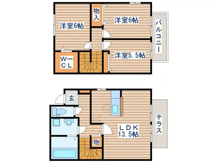 コンフォート小鶴II(3LDK/1階)の間取り写真