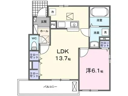 アンタレス(1LDK/1階)の間取り写真
