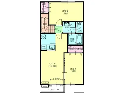 パパローナ(2LDK/2階)の間取り写真