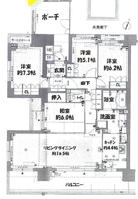 ジオ千里桃山台(4LDK/13階)の間取り写真