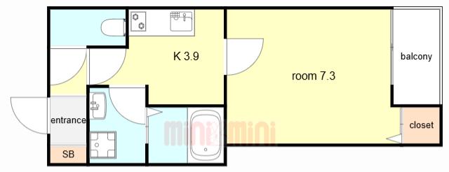ランドレーヴ尼崎(1K/3階)の間取り写真