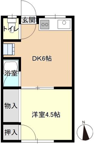 みずほハイツ(1DK/2階)の間取り写真