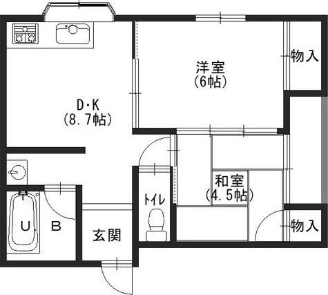 サン&ピース(2DK/2階)の間取り写真
