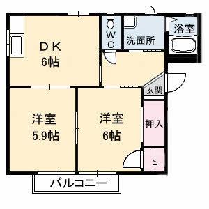 フォーレス西ケ丘(2DK/2階)の間取り写真
