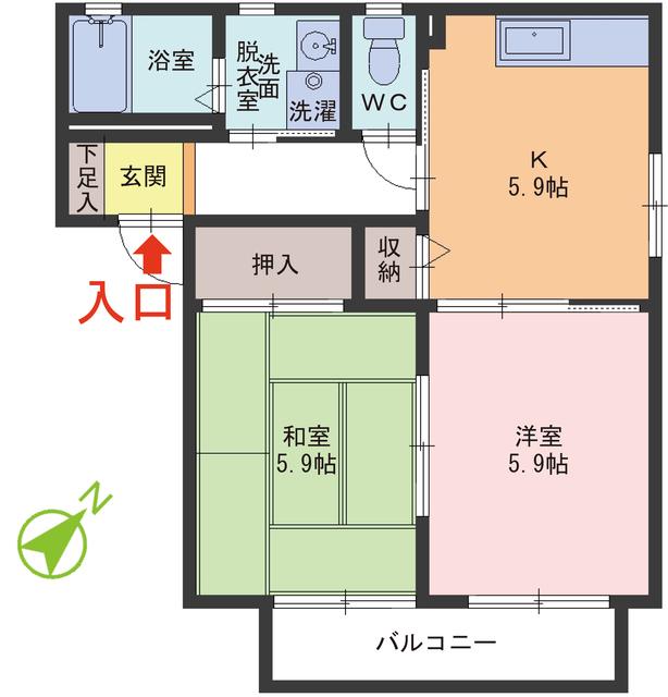 ヴィラテポーレ I・II・III(2K/1階)の間取り写真