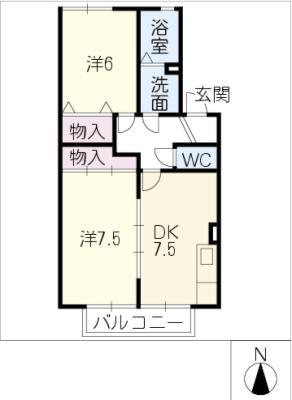 エスポワールマキ(2DK/2階)の間取り写真