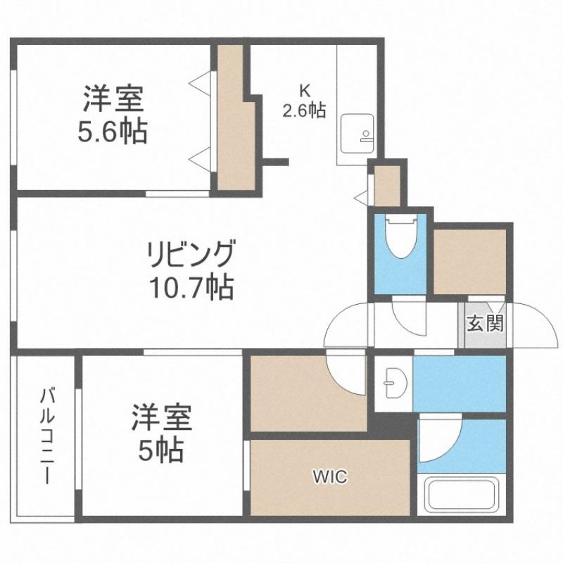 エフュート澄川(2LDK/2階)の間取り写真