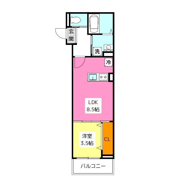 ROBOT HOME 竹下(1LDK/3階)の間取り写真