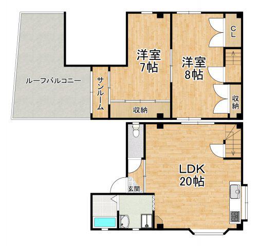 福田ビル(2LDK/2階)の間取り写真