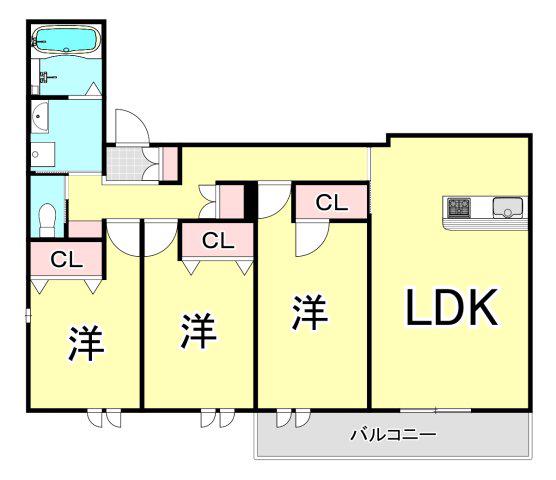 プレシャス小松(3LDK/2階)の間取り写真