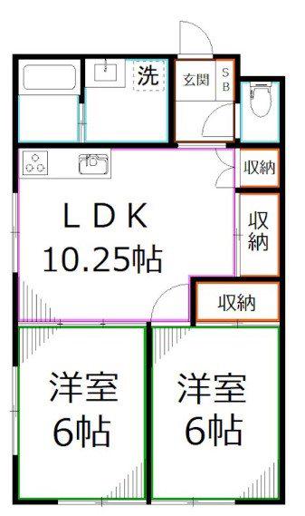 パークテラス(2DK/1階)の間取り写真
