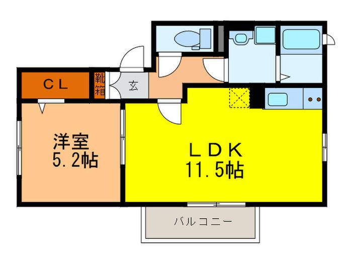 ESPOIR土谷A棟(1LDK/2階)の間取り写真