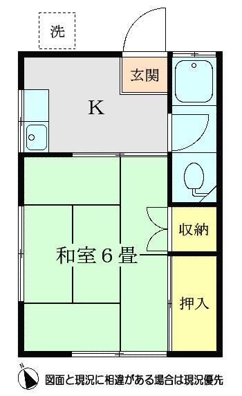 田島荘(1K/1階)の間取り写真