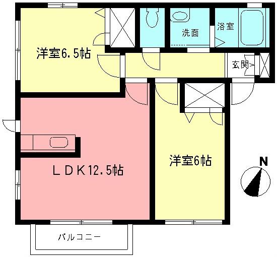 フジハイムB(2LDK/2階)の間取り写真