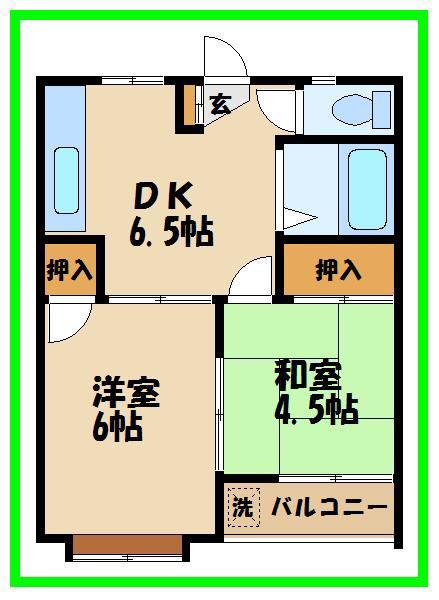 柏ハイム(2DK/1階)の間取り写真