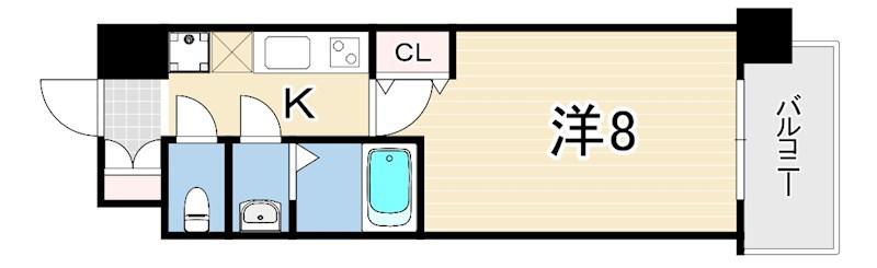 リヴィアス神戸SOLEIL(1K/4階)の間取り写真