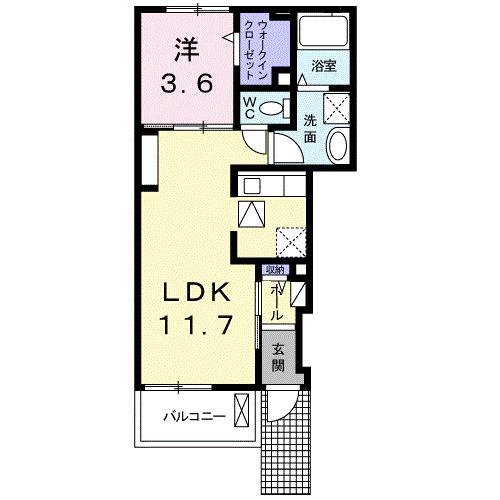 VIOLA 門真南(1LDK/1階)の間取り写真