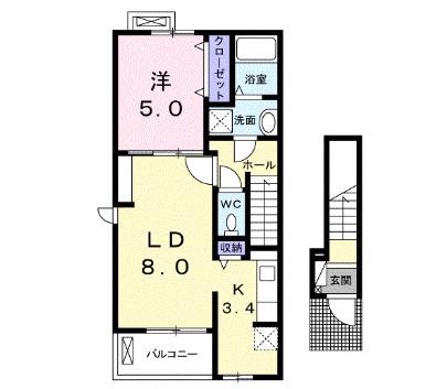 クレール樹(1LDK/2階)の間取り写真
