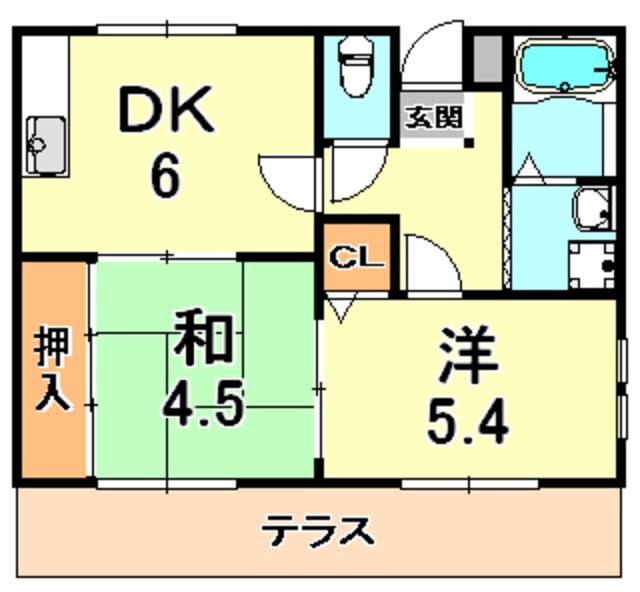 サンコート西郷(2DK/1階)の間取り写真