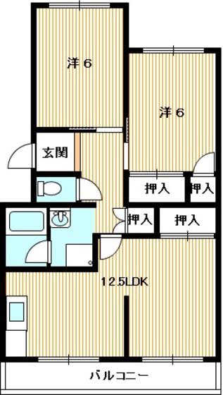レジデンスナランハ(2LDK/3階)の間取り写真