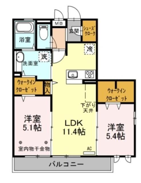 LINX PARK SIDE(2LDK/2階)の間取り写真