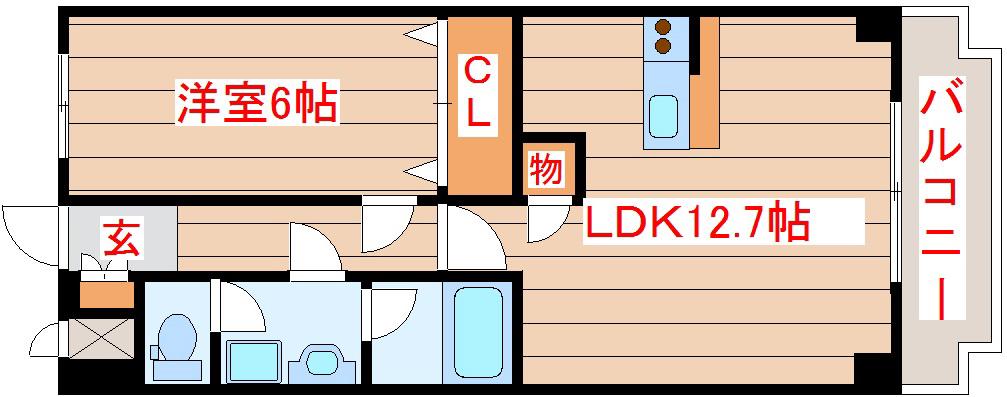 パルテノン新田(1LDK/3階)の間取り写真