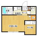 SUNRISE姫路(1K/1階)の間取り写真