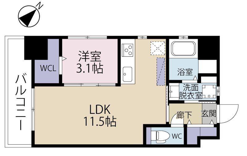 FLATS別院(1LDK/2階)の間取り写真