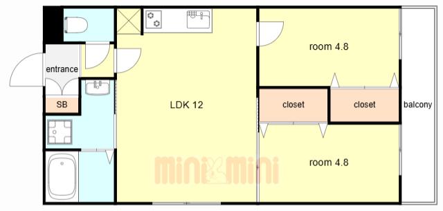 CASA垂水駅前(2LDK/1階)の間取り写真