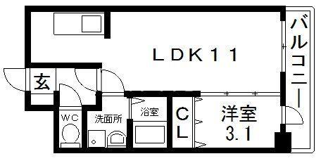 Mプラザ小阪駅前(1LDK/11階)の間取り写真
