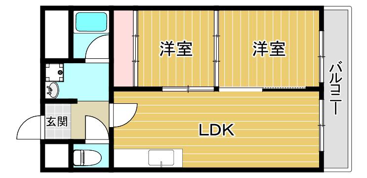 難波リーガルハウス(2LDK/5階)の間取り写真