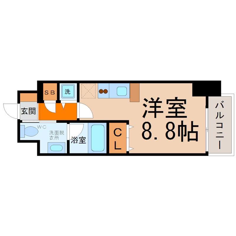 GLANZ(1K/8階)の間取り写真